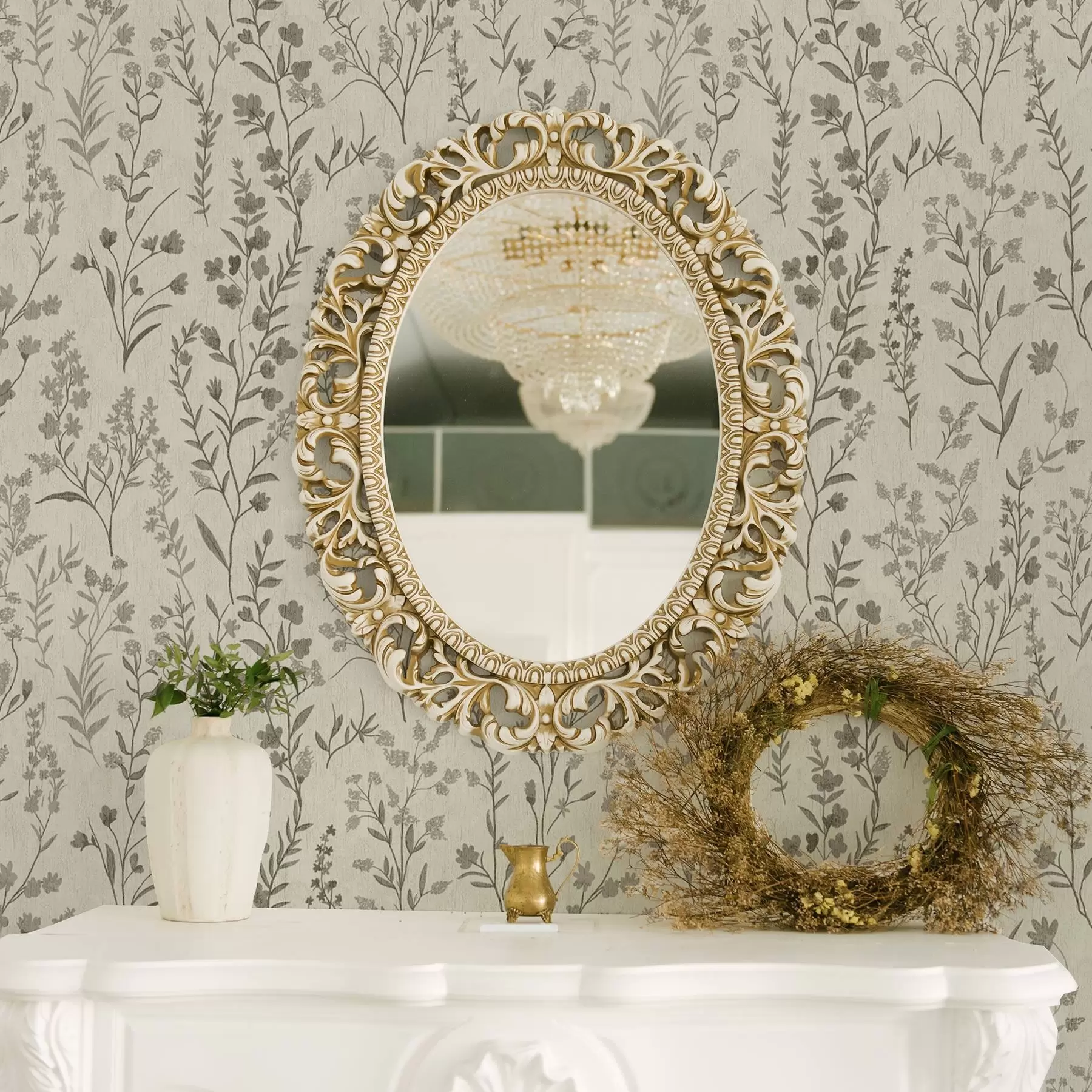 zidne murale Monokromatske livadne trave u vintage stilu a00192