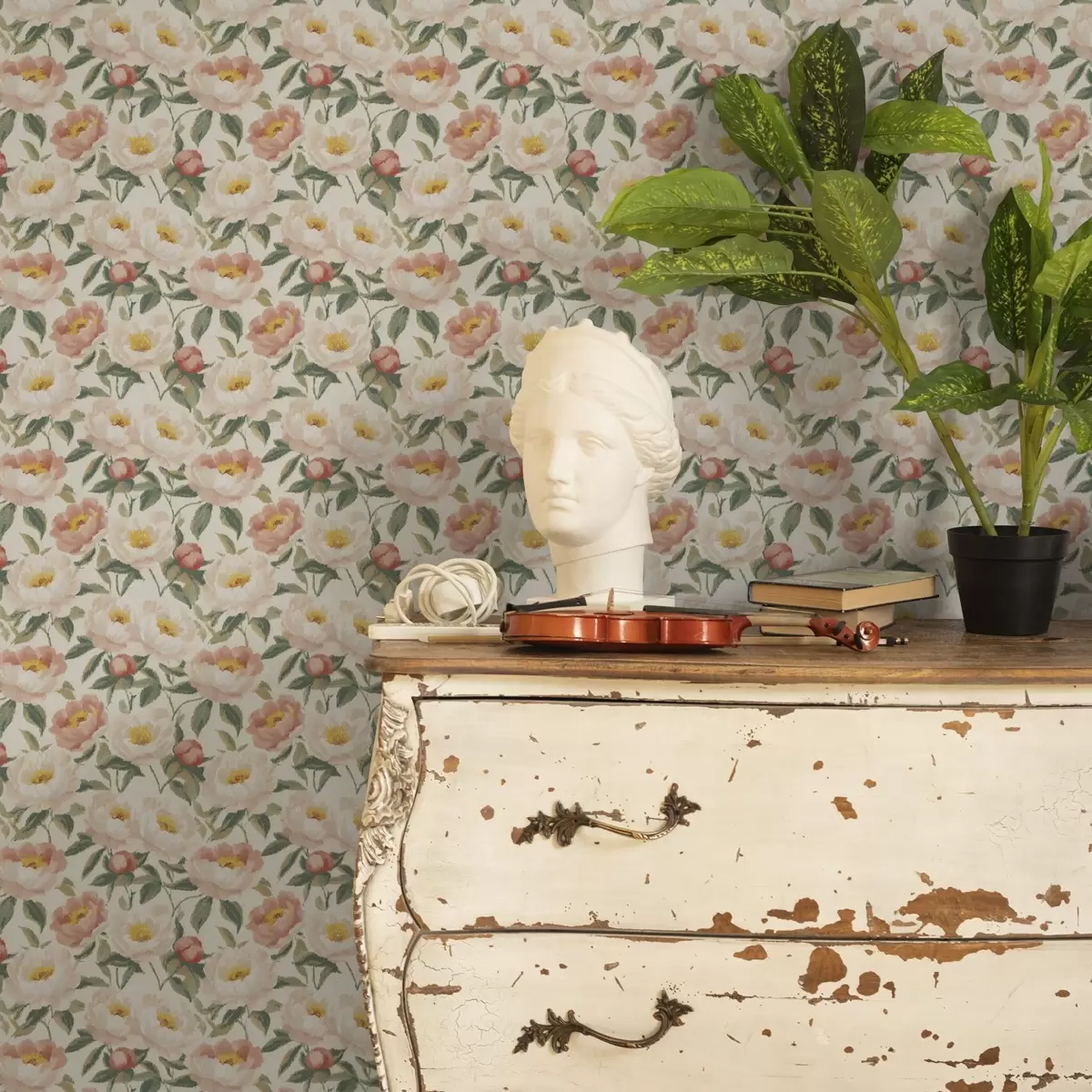 Pozadina Akvarel božuri u svijetlim bojama u retro stilu a00193