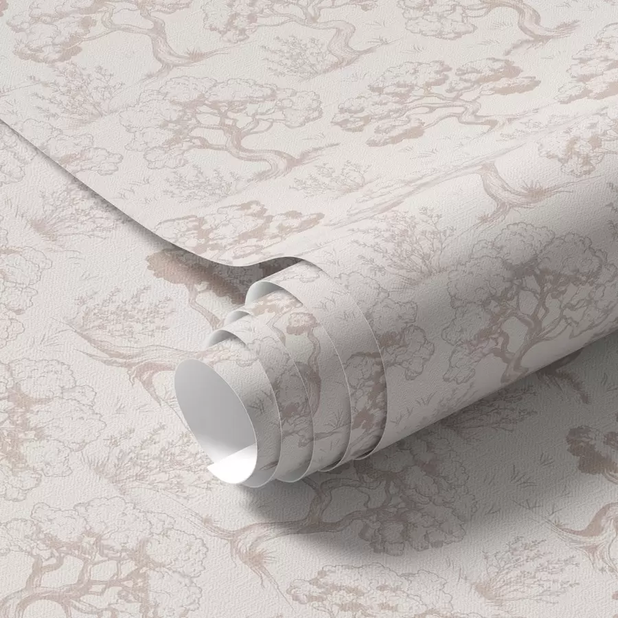 zidne murale Monokromatske siluete drveća u vintage stilu, bež shema boja a00210