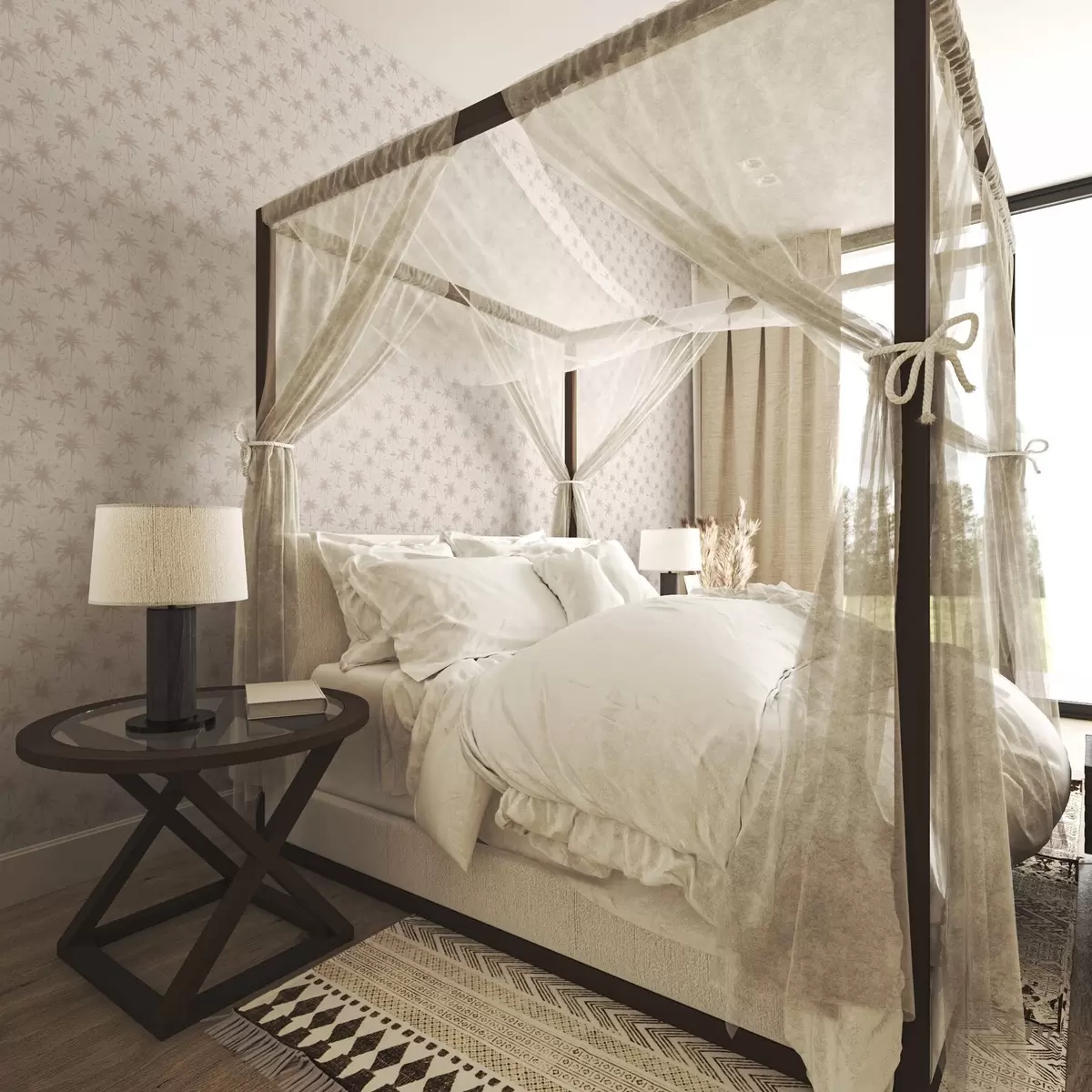 Pozadina Palme s etničkim simbolima, pastelno ružičasti ton a00213