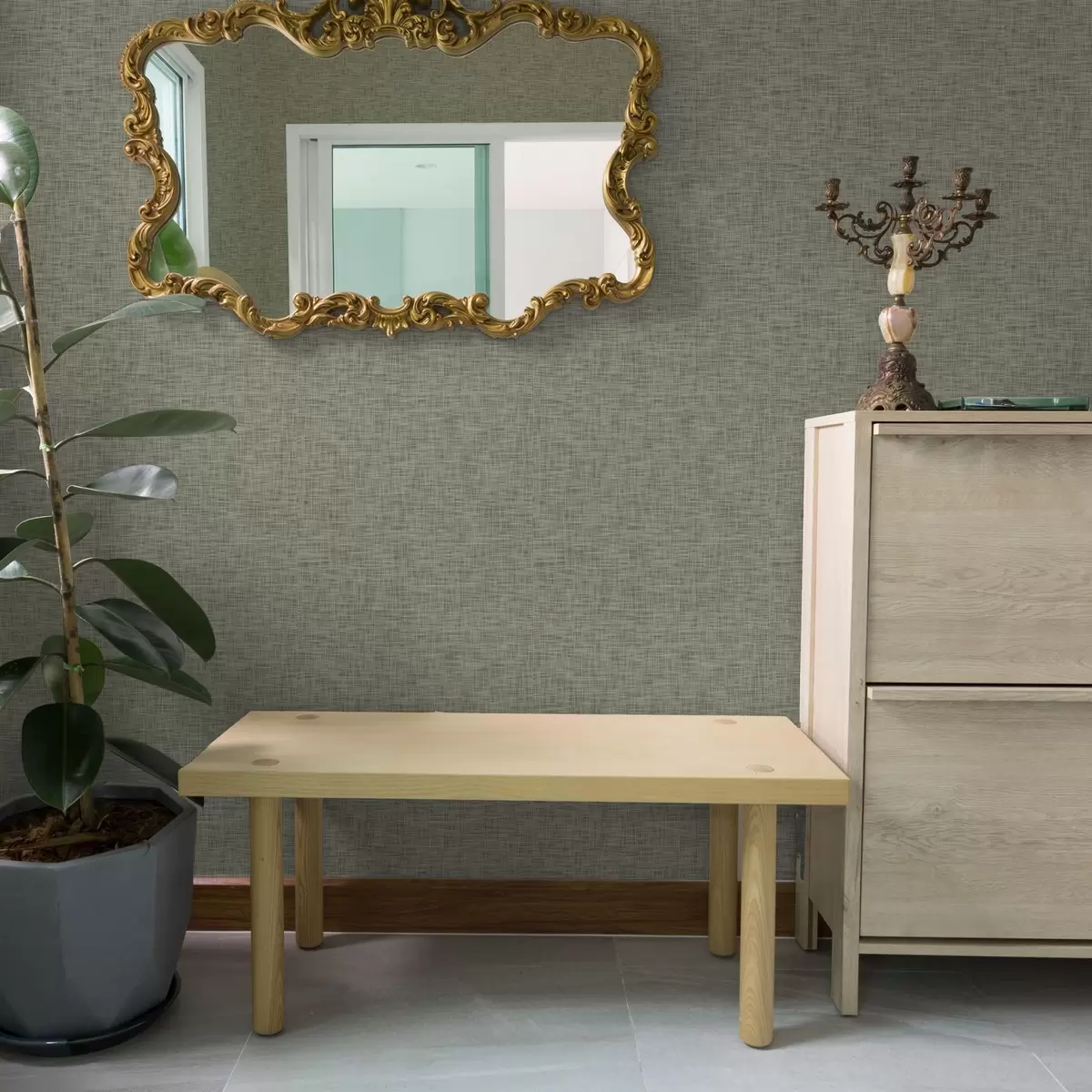 Pozadina Tekstura sivo-zelene tkanine, uzorak mreže lana a00235