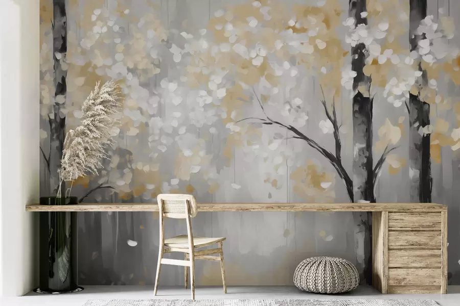 zidne murale Apstraktno drveće s imitacijskim potezima w04017