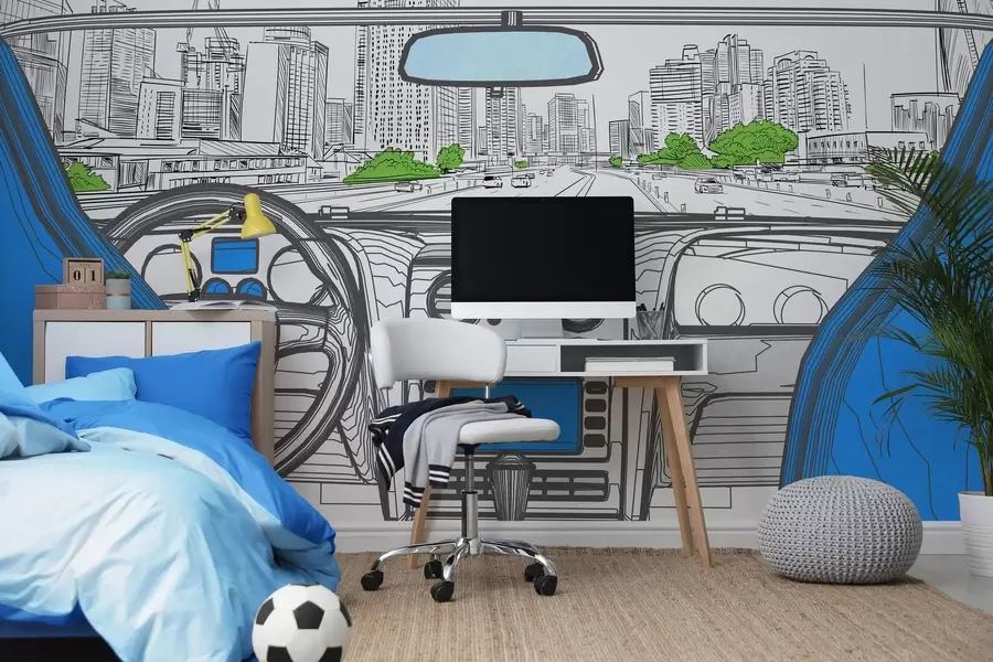 zidne murale Konturni pogled iz automobila w04109v1