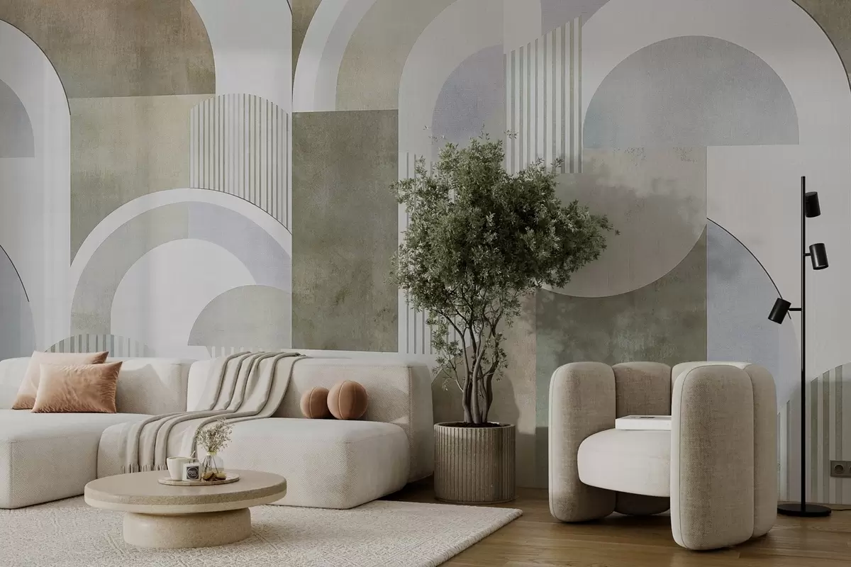 zidne murale Apstraktna geometrija u art deco stilu s retro efektom w04079