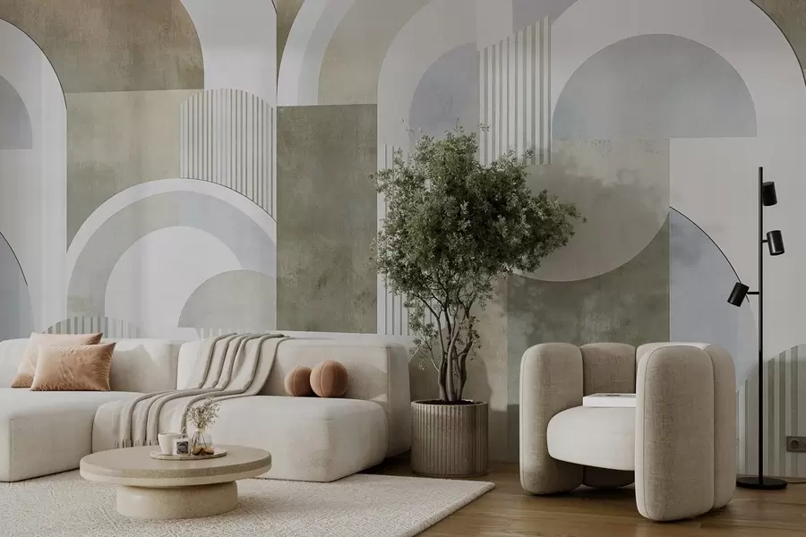 zidne murale Apstraktna geometrija u art deco stilu s retro efektom w04079