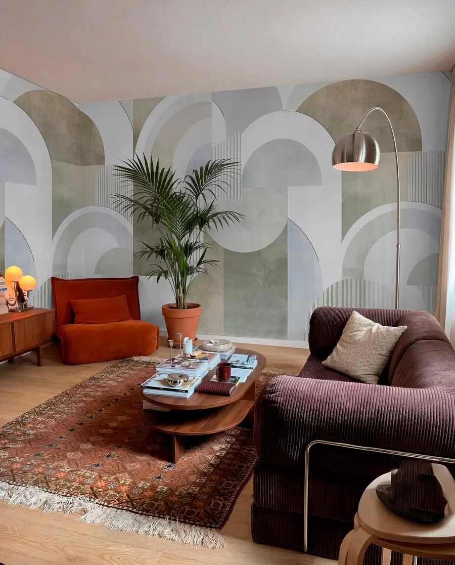 zidne murale Apstraktna geometrija u art deco stilu s retro efektom w04079