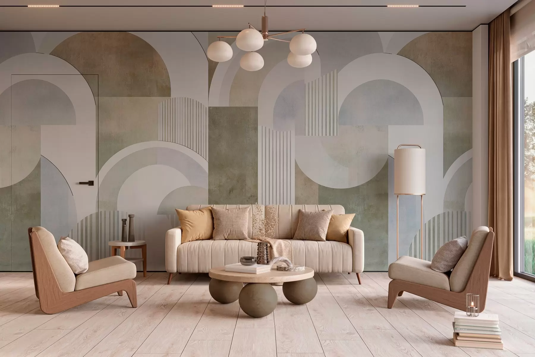 zidne murale Apstraktna geometrija u art deco stilu s retro efektom w04079