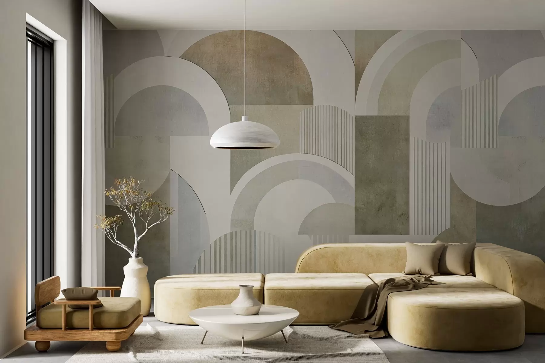 zidne murale Apstraktna geometrija u art deco stilu s retro efektom w04079