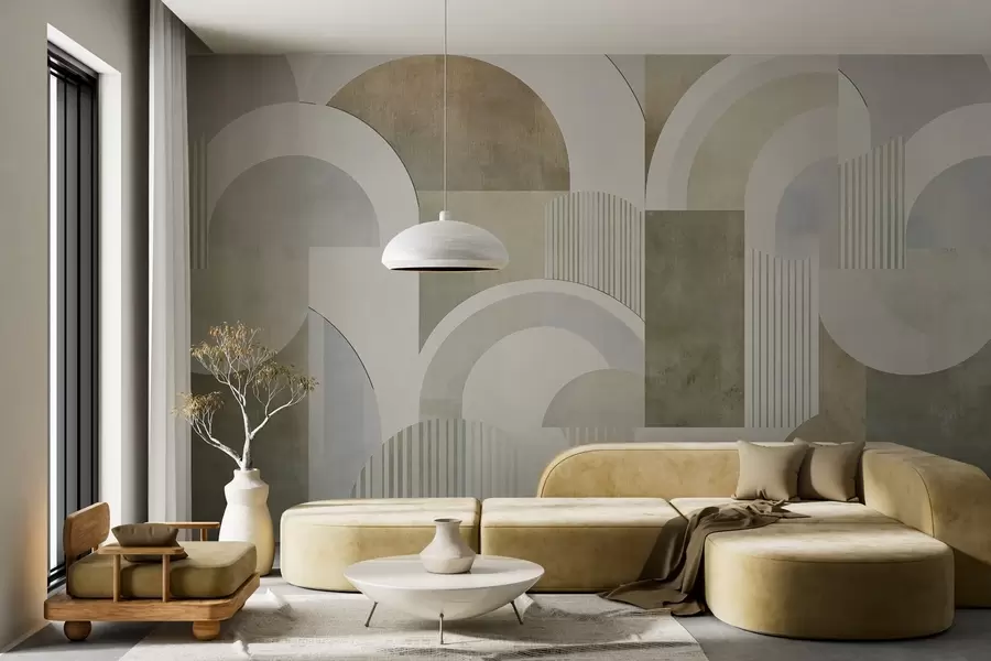 zidne murale Apstraktna geometrija u art deco stilu s retro efektom w04079