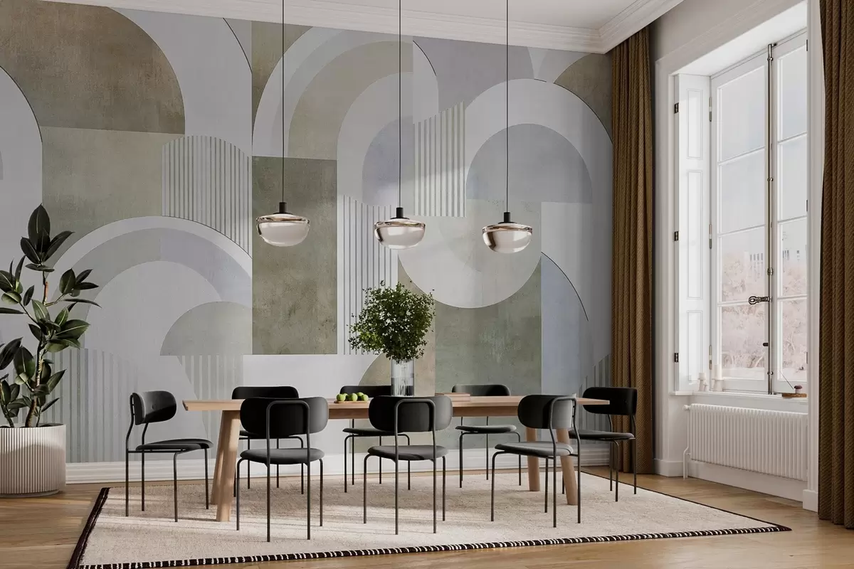 zidne murale Apstraktna geometrija u art deco stilu s retro efektom w04079