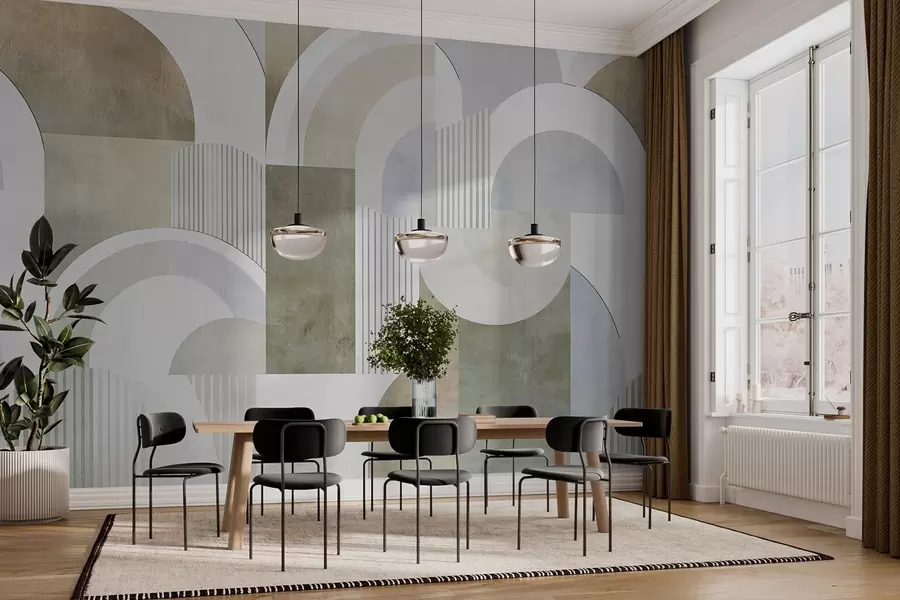 zidne murale Apstraktna geometrija u art deco stilu s retro efektom w04079