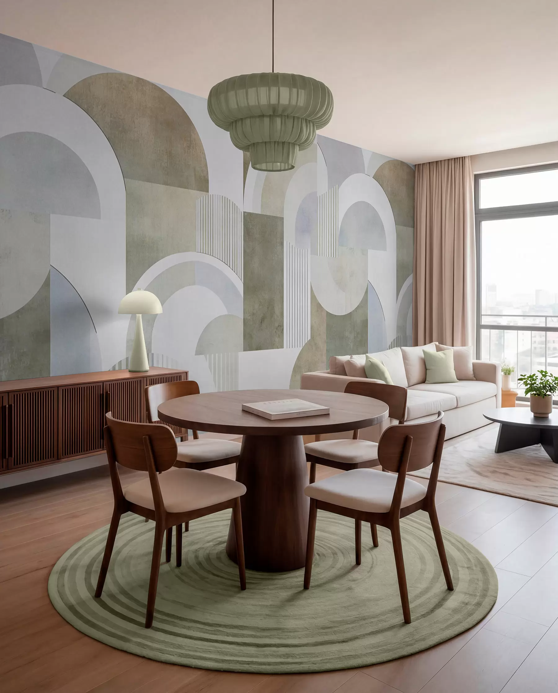 zidne murale Apstraktna geometrija u art deco stilu s retro efektom w04079