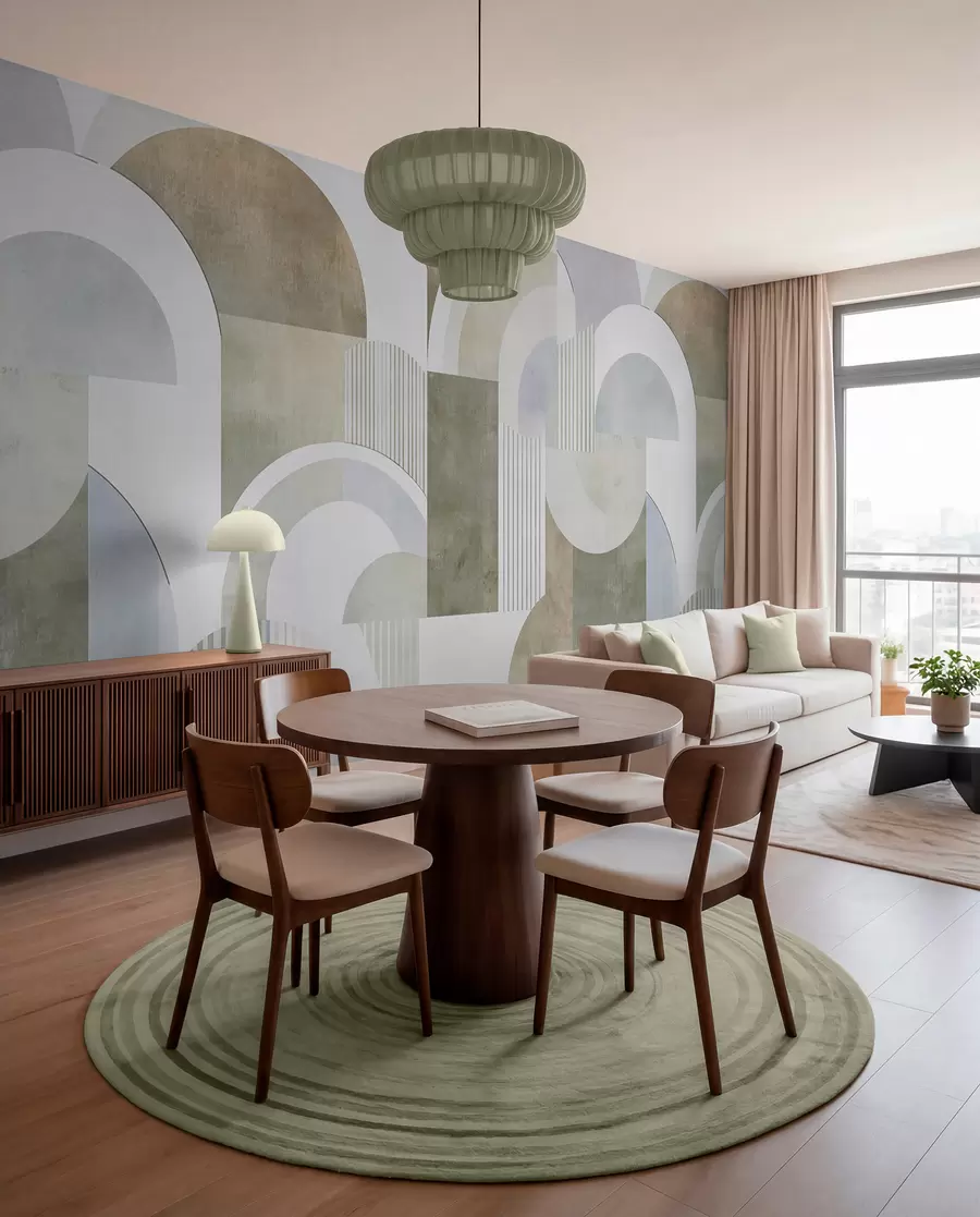 zidne murale Apstraktna geometrija u art deco stilu s retro efektom w04079