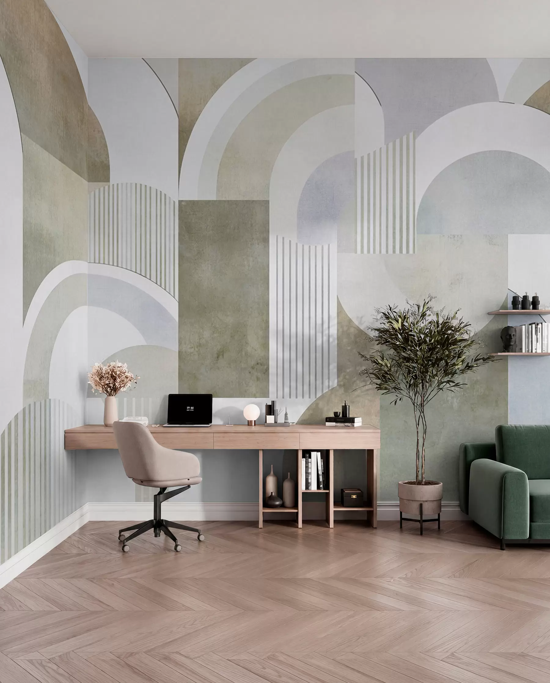 zidne murale Apstraktna geometrija u art deco stilu s retro efektom w04079