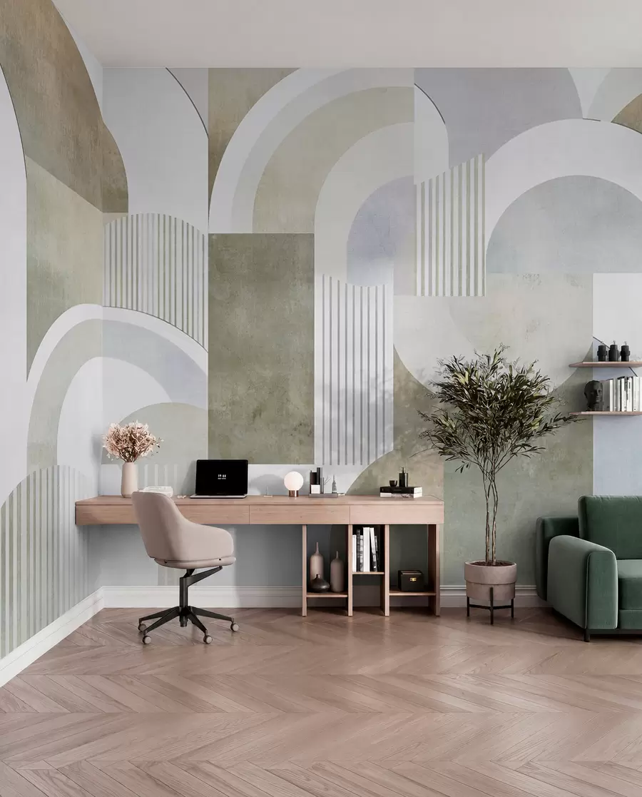 zidne murale Apstraktna geometrija u art deco stilu s retro efektom w04079