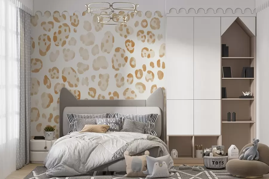 zidne murale Leopard print, tekstura vune, bež boja w04112v1