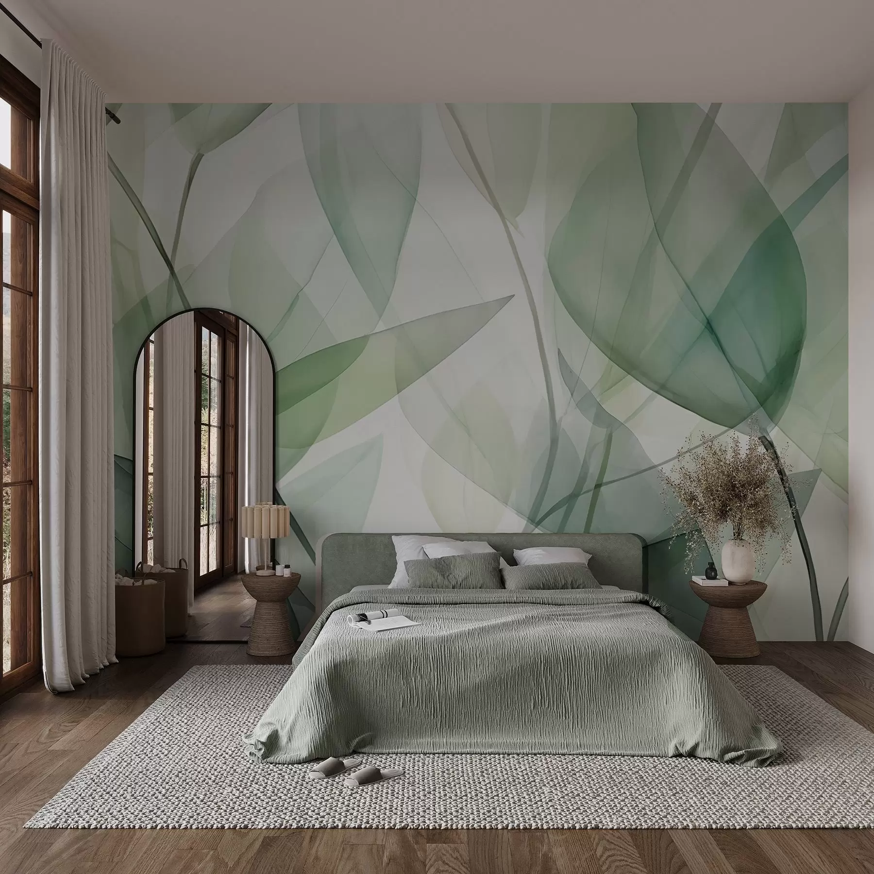 zidne murale Prozirne žile lišća w04145