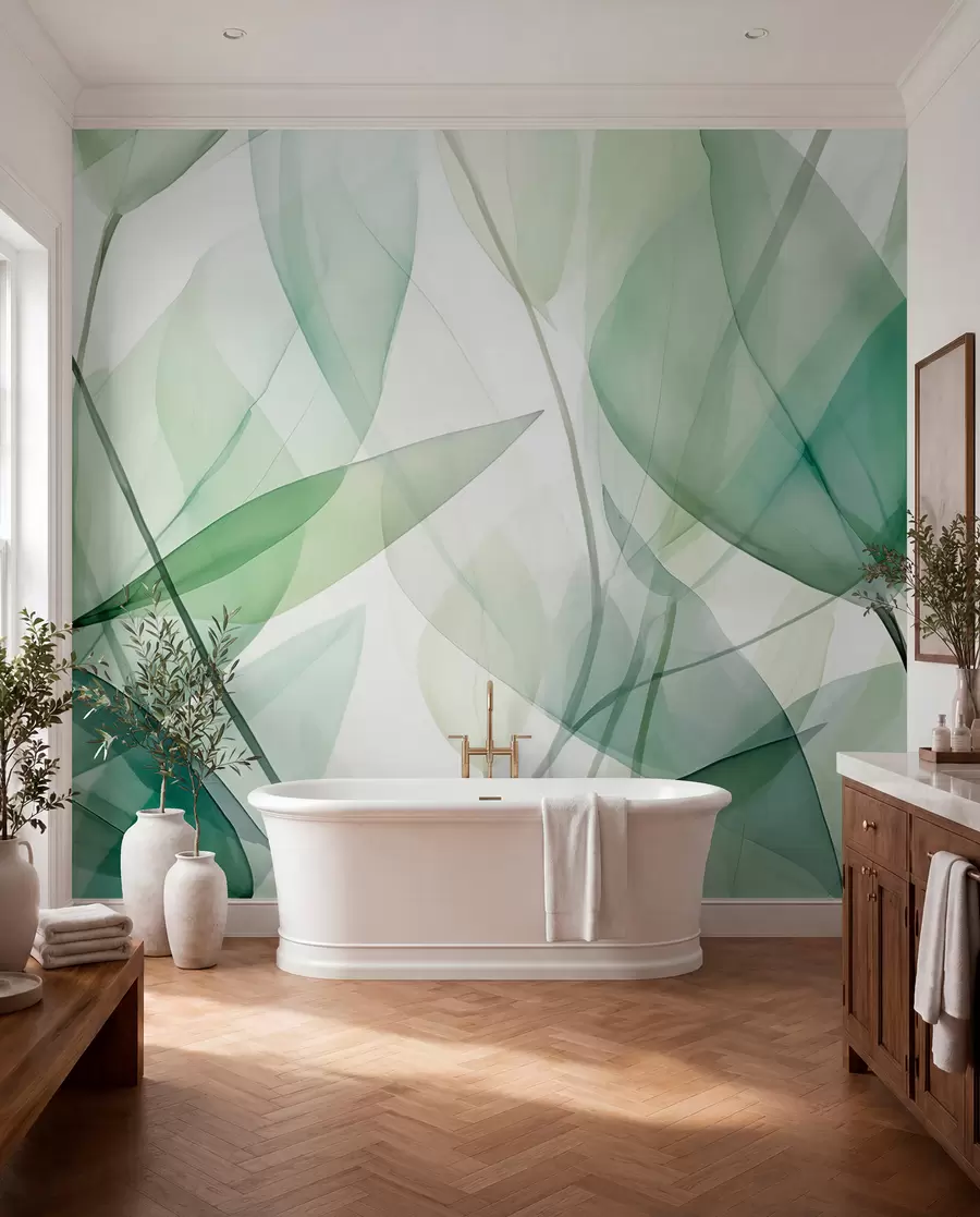 zidne murale Prozirne žile lišća w04145