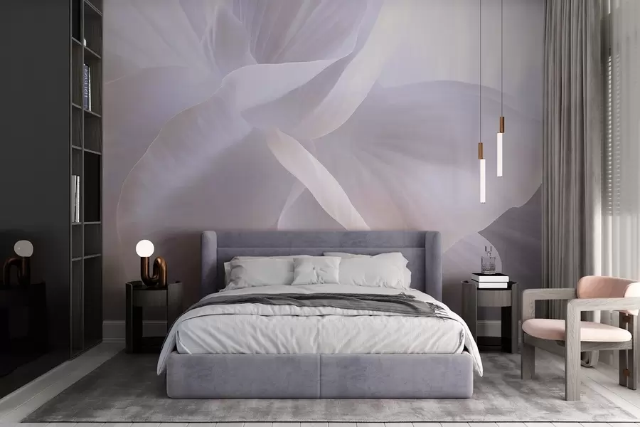 zidne murale Apstraktni teksturirani cvijet s nježnim laticama, mekana rasvjeta, elegantna kompozicija, minimalistička estetika w09211