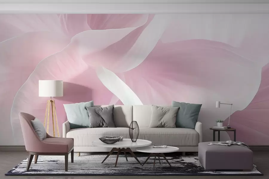 zidne murale Apstraktni teksturirani cvijet s nježnim laticama, mekana rasvjeta, elegantna kompozicija, minimalistička estetika w09211v1