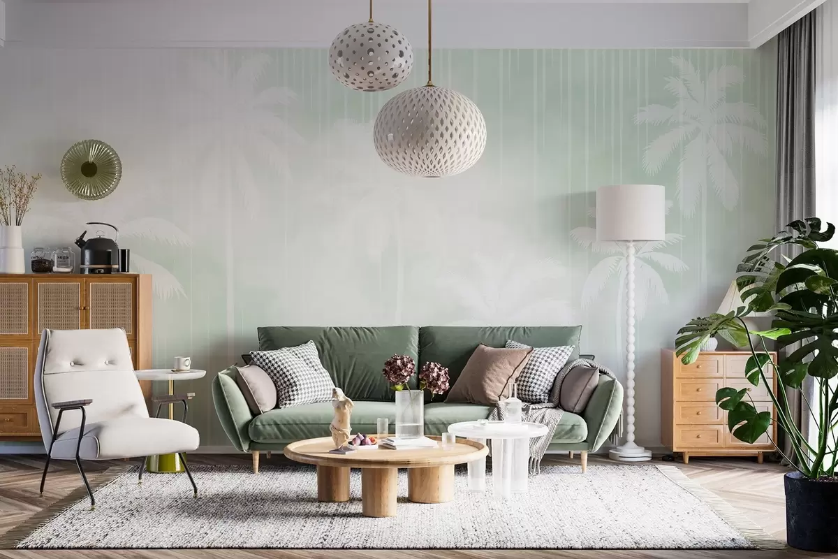 zidne murale Magla s palmama w04180v3