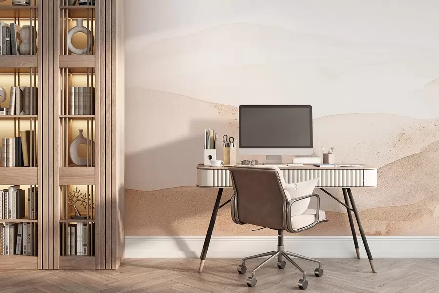 zidne murale Planine u akvarelnom stilu u svijetlim bež nijansama w09223