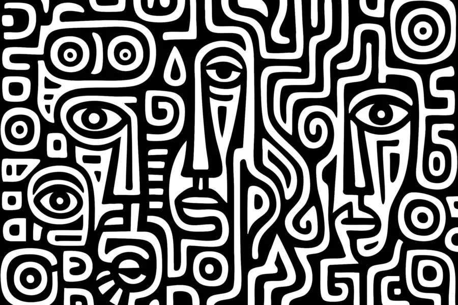 zidne murale Stilizirani detalji lica w04186