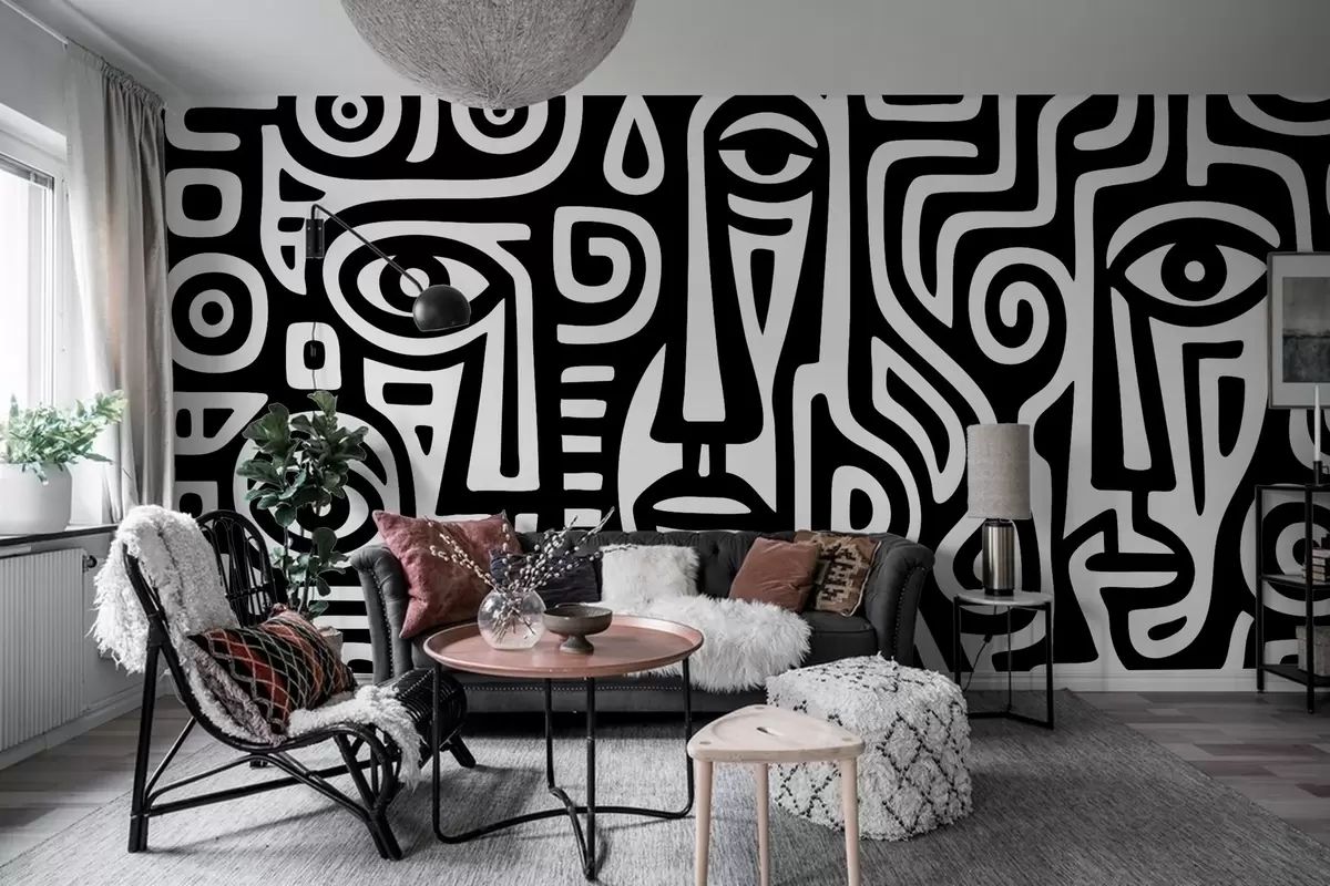 zidne murale Stilizirani detalji lica w04186