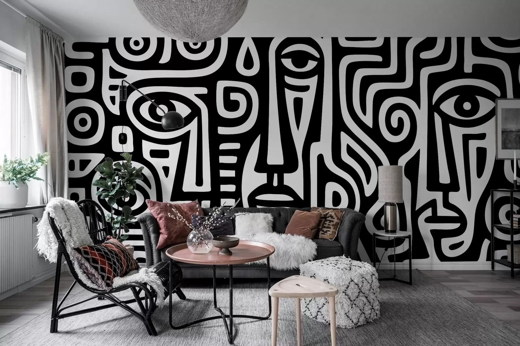 zidne murale Stilizirani detalji lica w04186