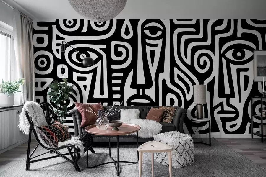 zidne murale Stilizirani detalji lica w04186