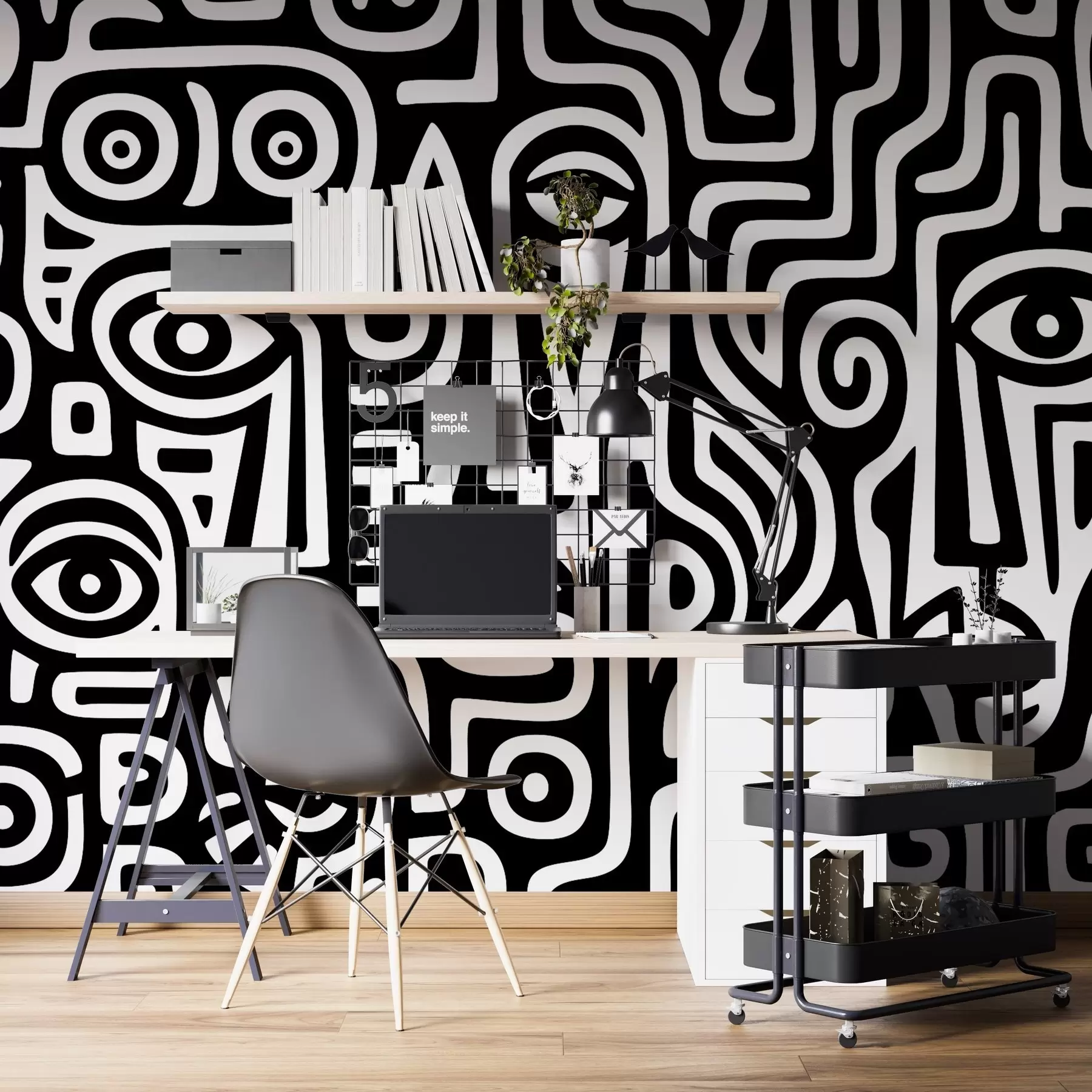 zidne murale Stilizirani detalji lica w04186