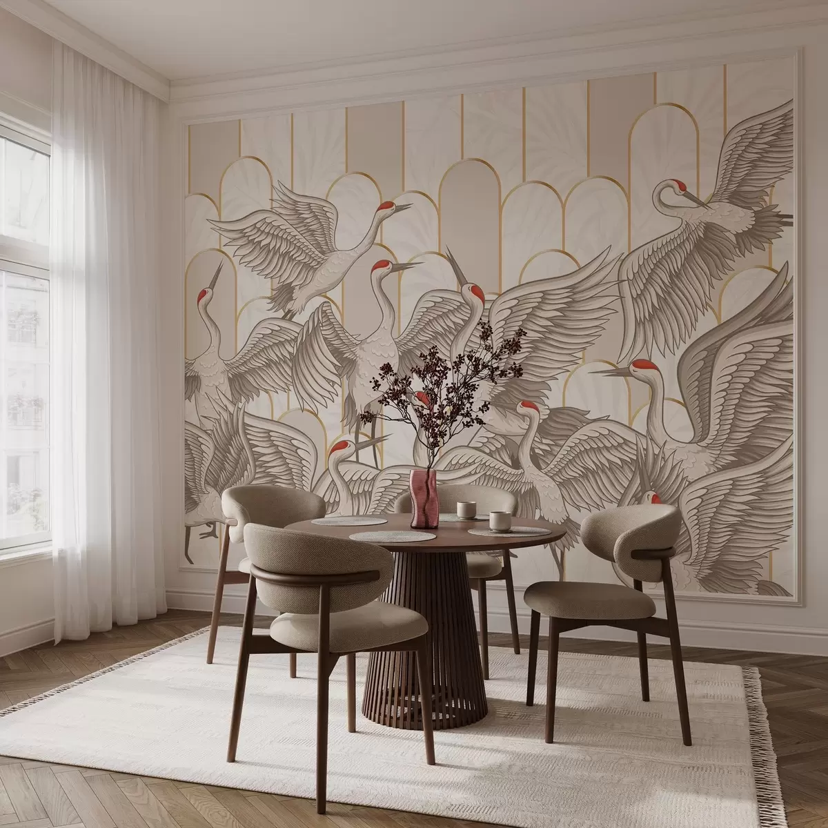 zidne murale Ptice i starinski lukovi w04193