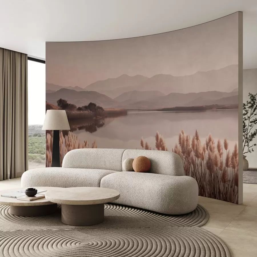 zidne murale pogled na jezero s trskom w04207