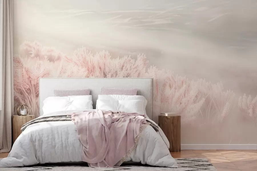 zidne murale  polje s pahuljastom travom w04211