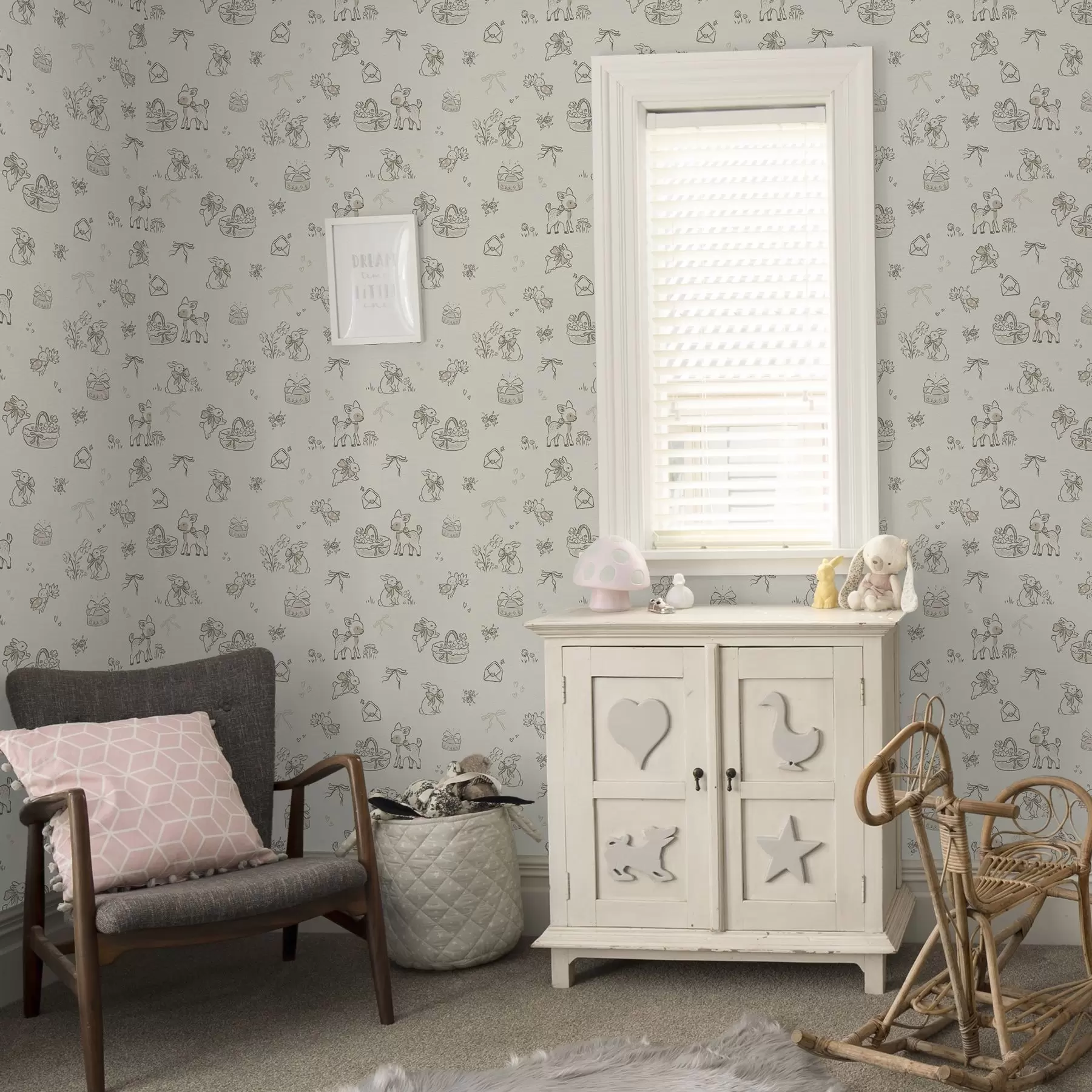 zidne murale Slatka šumska scena s jelenima, zečevima i pčelama a00215