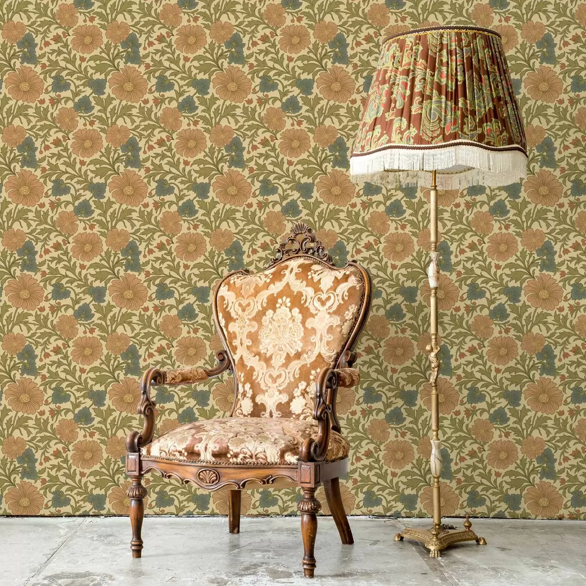 Pozadina Retro uzorak s narančastim i plavim cvijećem a00245