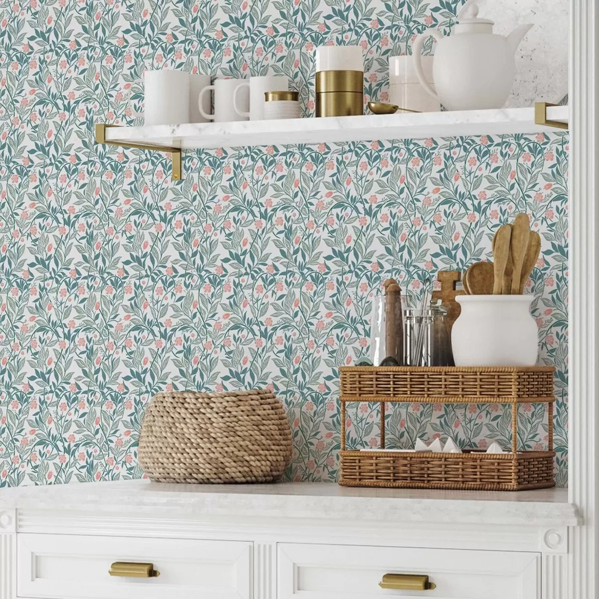 Pozadina Svježi uzorak s koraljnim cvijećem i lišćem a00247