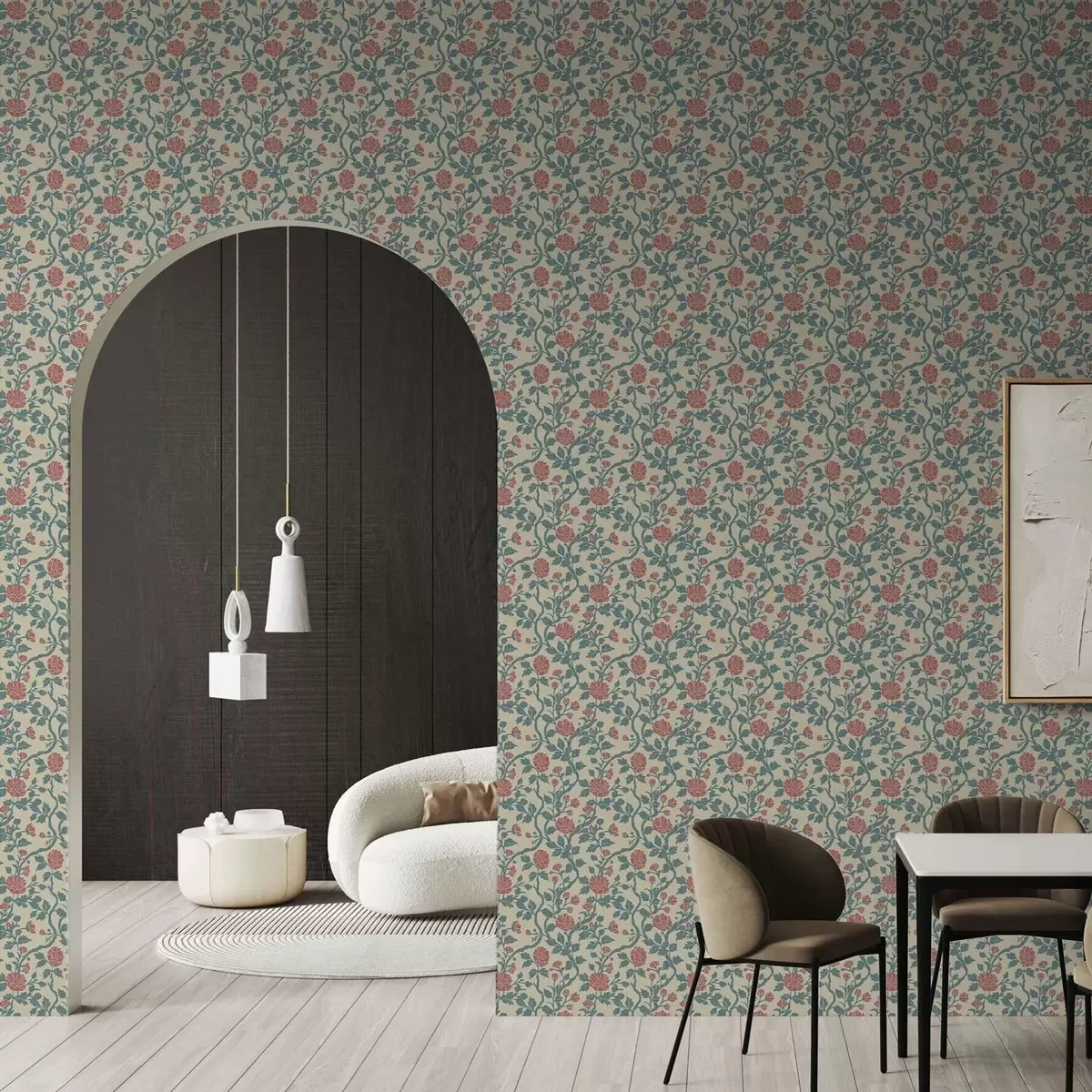 Pozadina Retro uzorak s cvijećem u crvenoj i zelenoj boji a00250