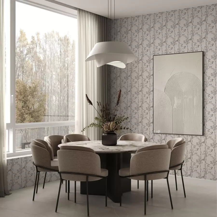 zidne murale Brezove grane s lišćem, teksturirana pozadina a00257v1