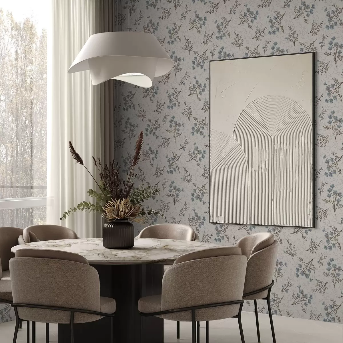 Pozadina Mali plavi cvjetovi sa smeđim grančicama a00265