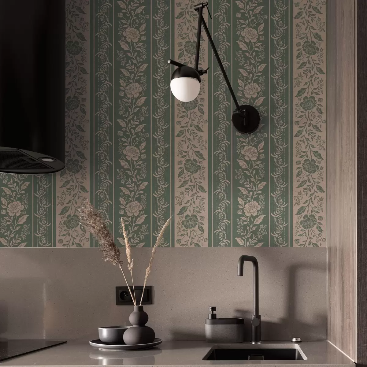 Pozadina Vertikalne pruge s cvjetnim uzorkom a00273