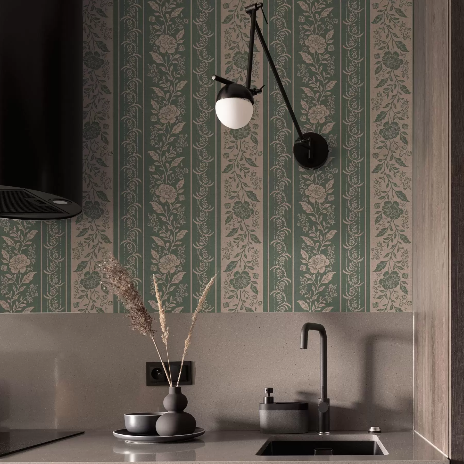 zidne murale Vertikalne pruge s cvjetnim uzorkom a00273