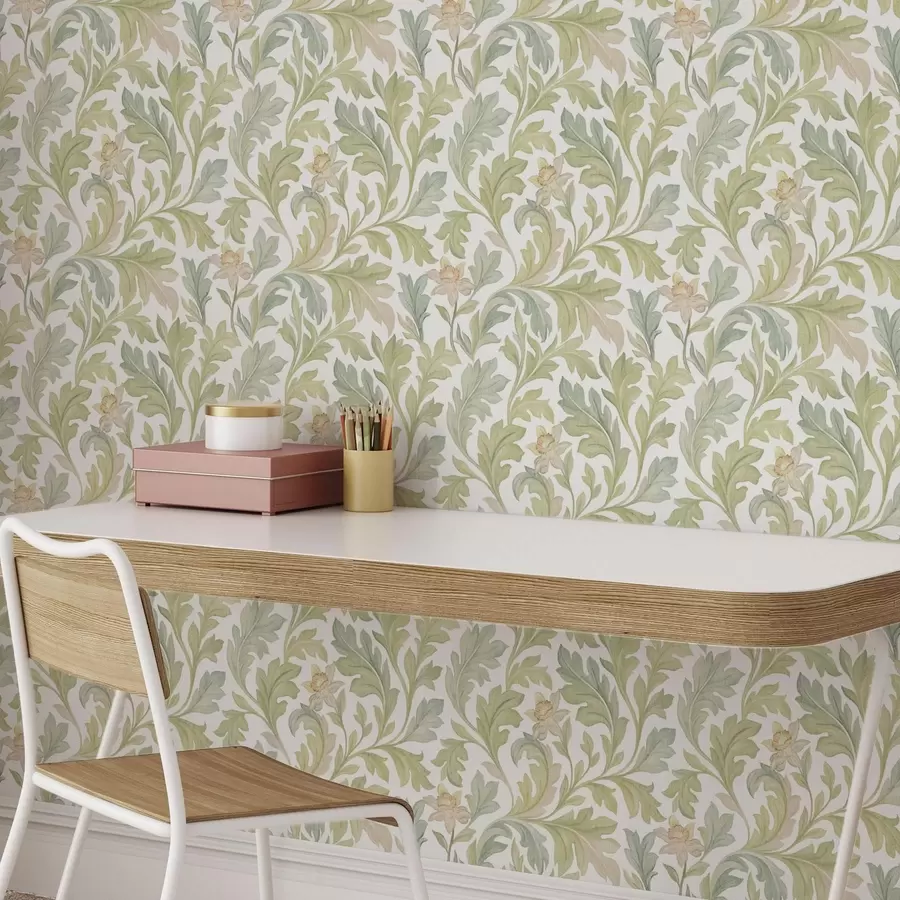 zidne murale Starinski cvjetni ornament na bijeloj pozadini a00277v2