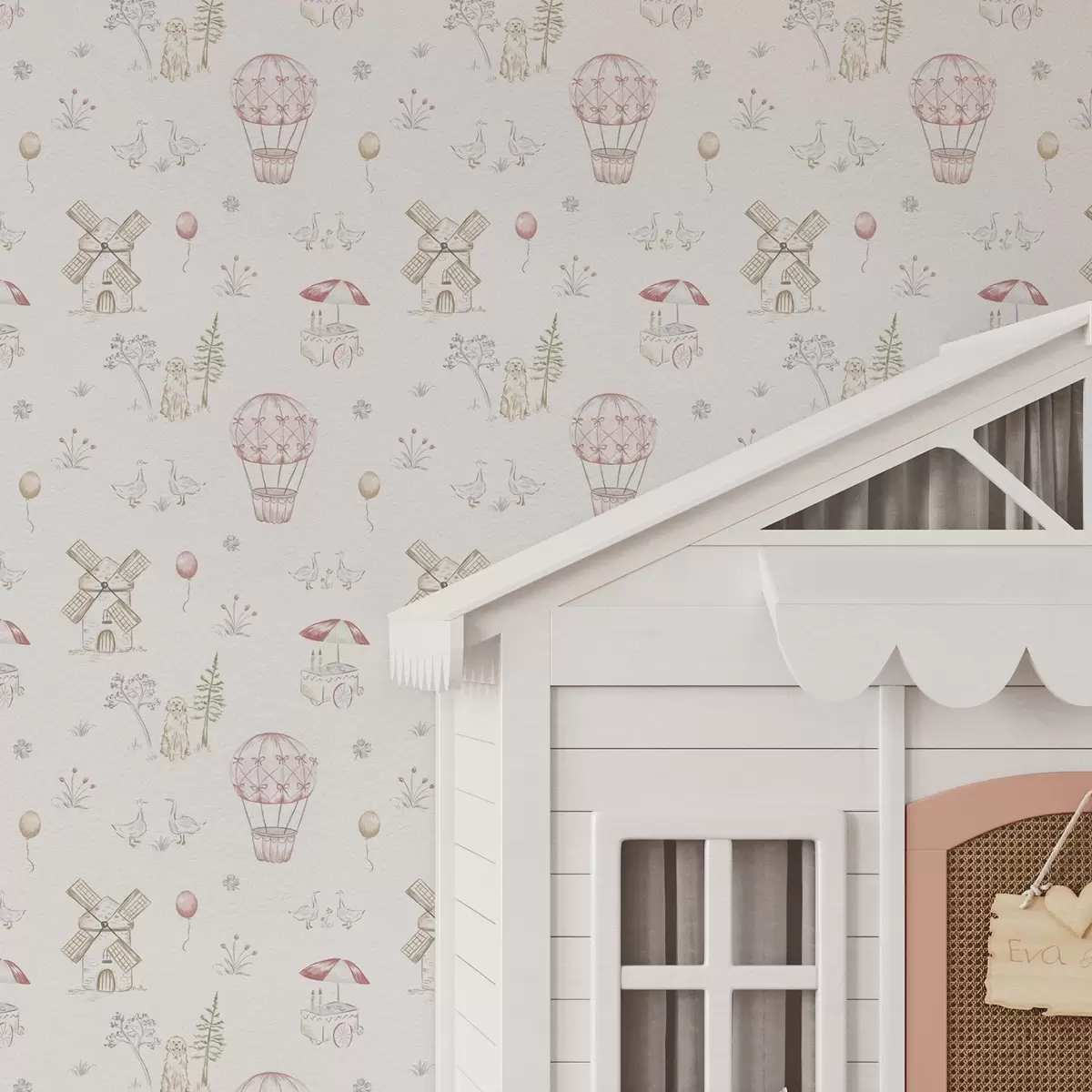 Pozadina Dječje ilustracije: Pas, patke, lopte, mlin a00278