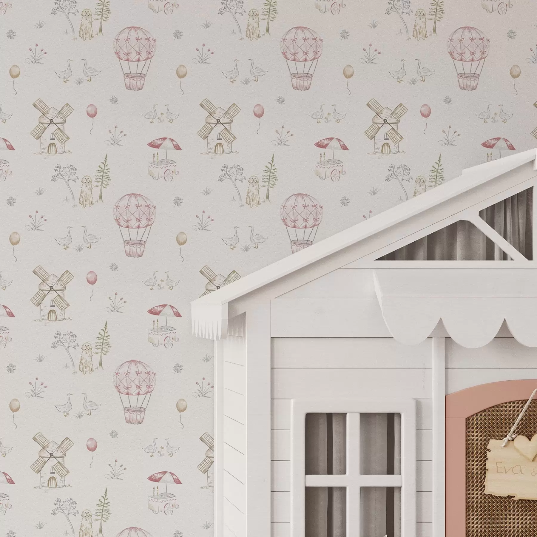 zidne murale Dječje ilustracije: Pas, patke, lopte, mlin a00278