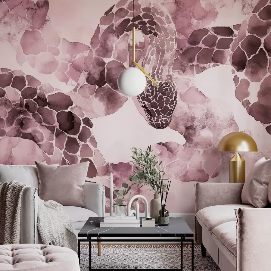 zidne murale Silueta zmije, akvarelni stil, bordo boje w04113v1