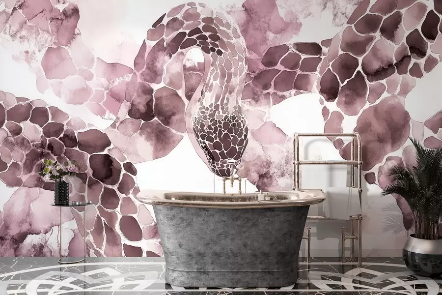 zidne murale Silueta zmije, akvarelni stil, bordo boje w04113v1