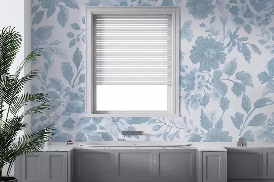 zidne murale Cvijeće u boho stilu s leopard printom, plave boje w04114v1