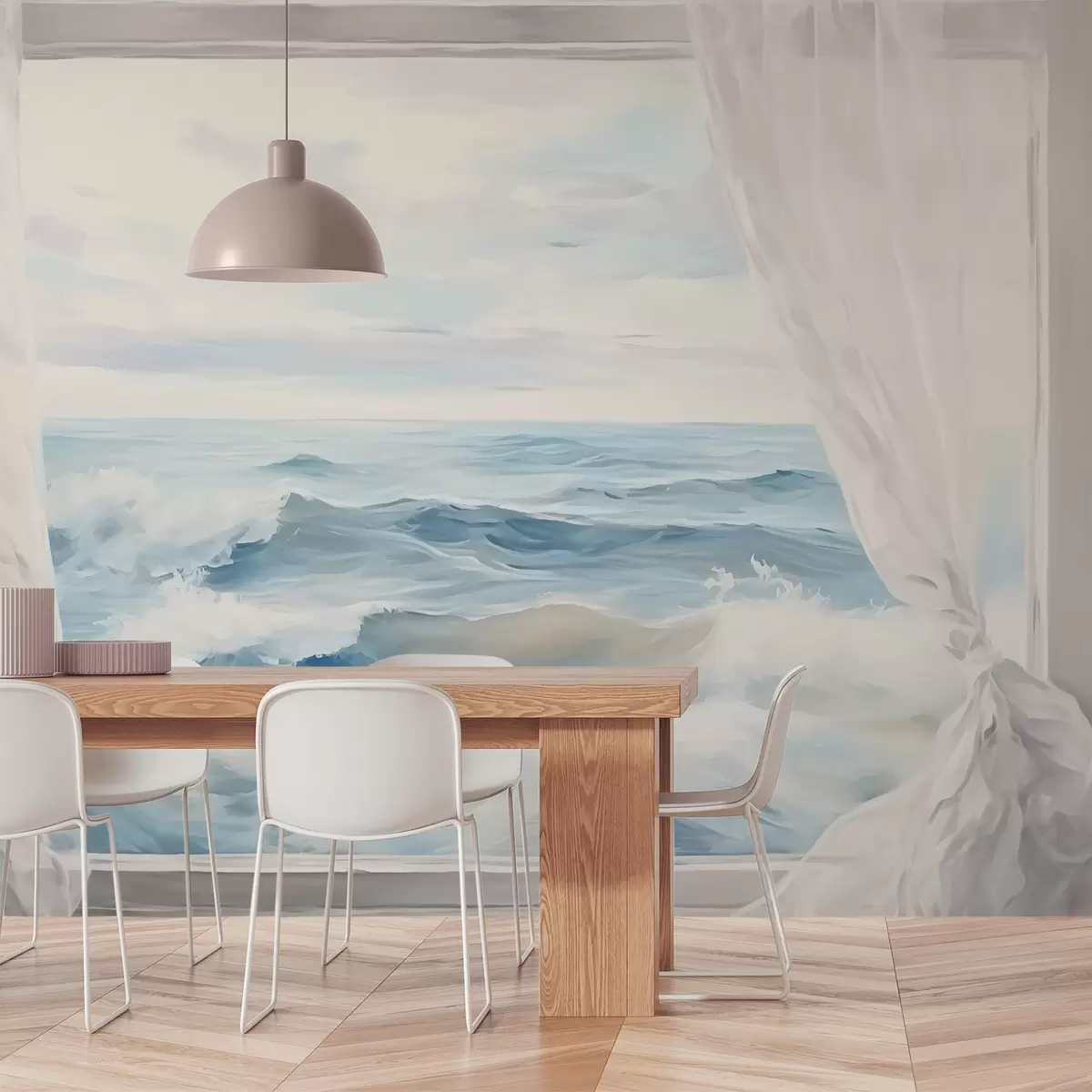 zidne murale Pogled s prozora na more w04230