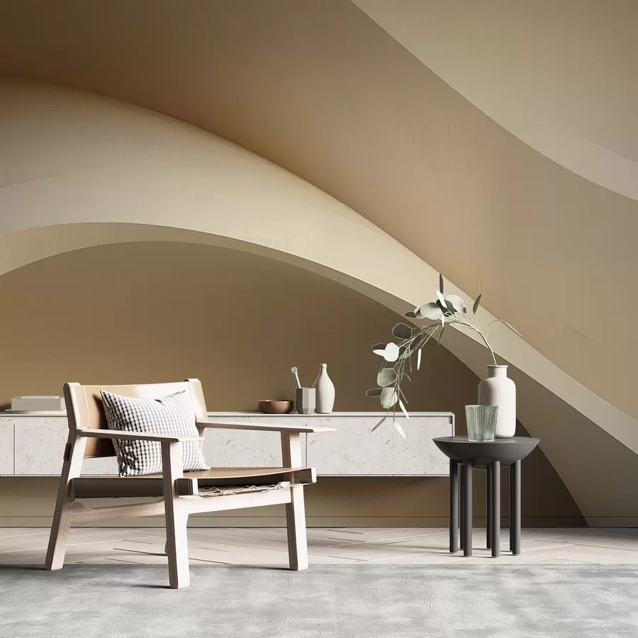 zidne murale apstrakcija, valovi, meke krivulje, bež, glatko, linije, moderno w04217